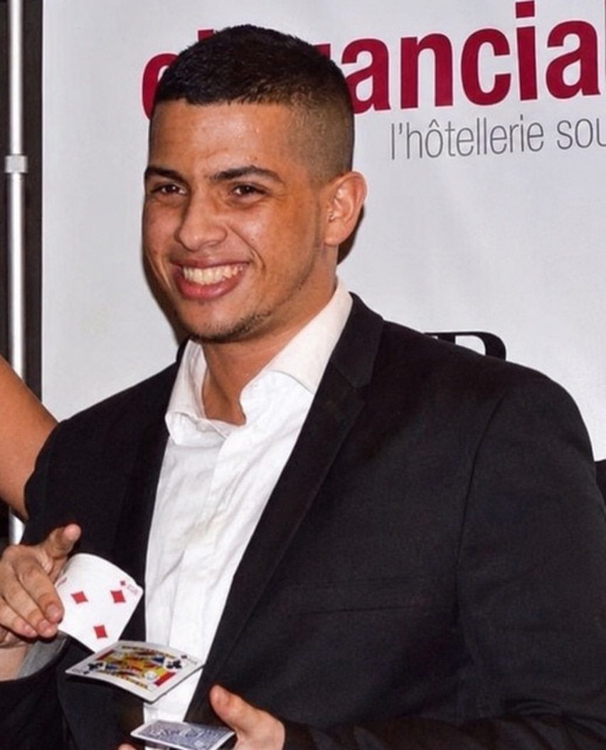 Second magician and mentalist of the duo, card trick at an evening event