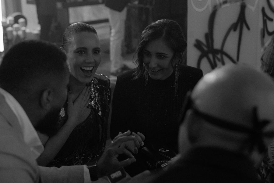 Black and white close-up magic at an event